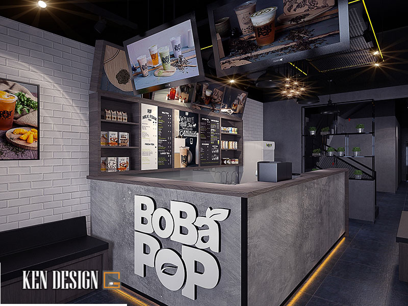 thiết kế quán trà sữa bobapop